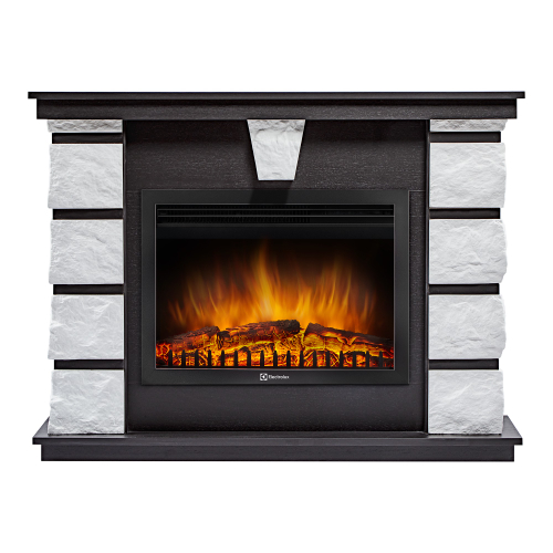 Каминокомплект: Очаг Electrolux EFP/P-2520LS N, портал Excalibur 25 камень белый