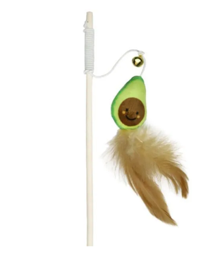 YUGI Игрушка для кошек дразнилка удочка Авокадо с перьями и кошачьей мятой, 40 см