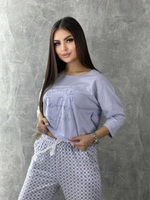 Пижама жен. х/б штаны+футболка дл/р 6643