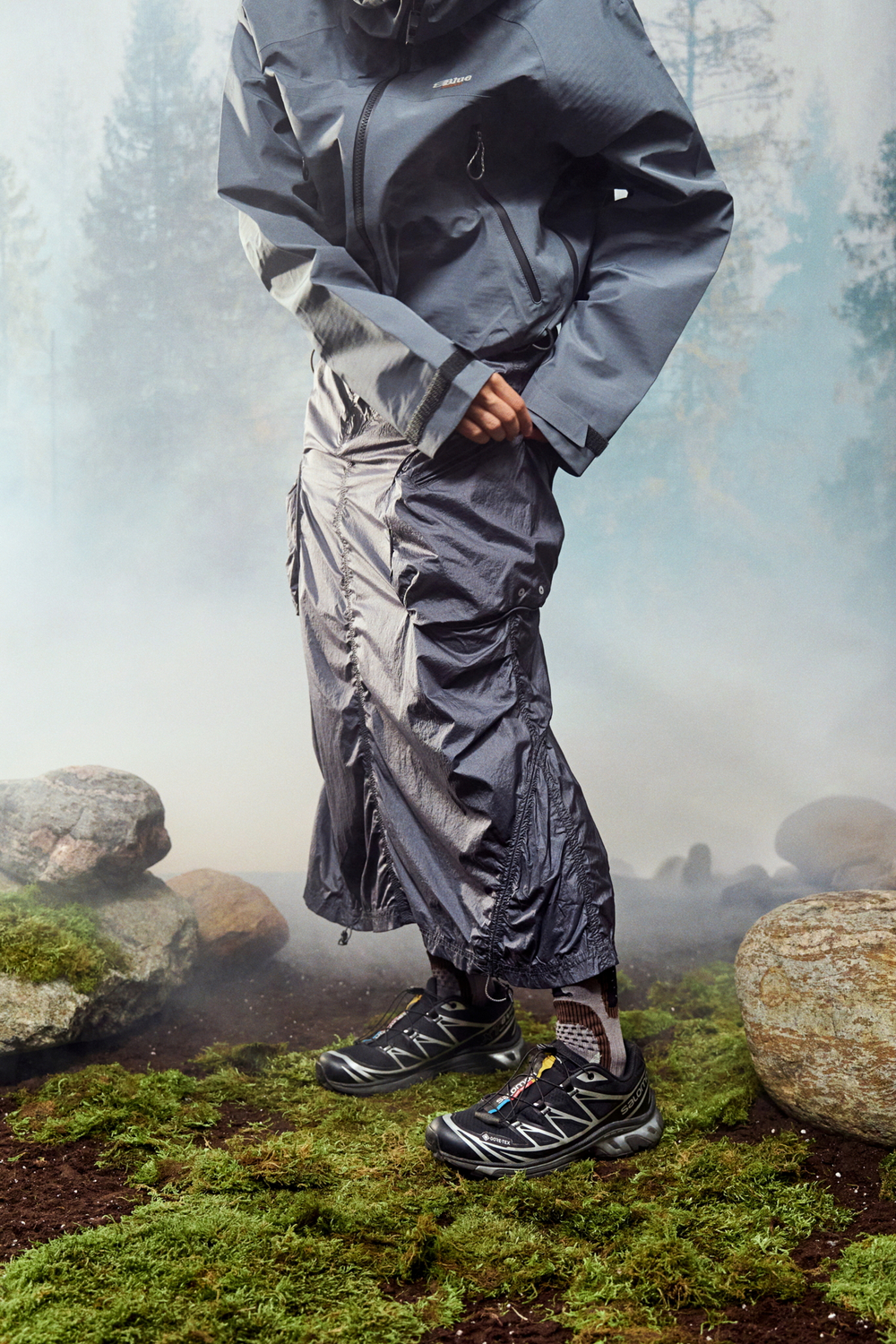 Юбка Nothomme Blue Metallic Nylon Tooling Half Skirt "Blue Gray"