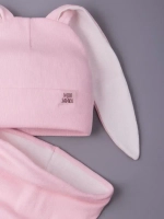 Шапка для девочек осенняя, с ушками розовая