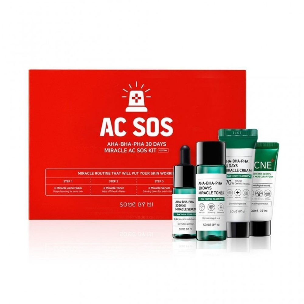 Some By Mi AC SOS AHA-BHA-PHA 30 Days Miracle AC SOS Kit Travel-набор миниатюр с кислотами для проблемной кожи