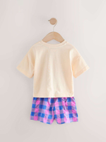 Футболка и шорты в комплекте для девочки Next AD8-252, Молочный, Розовый, Фиолетовый