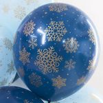 Шар (12"/30 см) Золотые снежинки, Ассорти, пастель, 5 ст 25 шт.