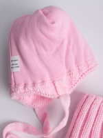 Шапка детская вязаная с помпонами и снуд