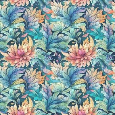 Розовые и голубые фантазийные цветы