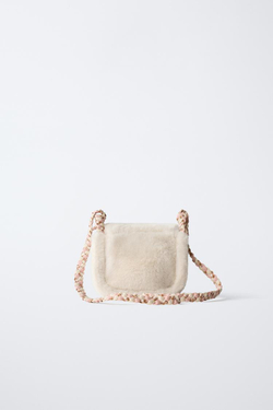 ZARA СУМКА ИЗ ИСКУССТВЕННОГО МЕХА, ЭКРЮ