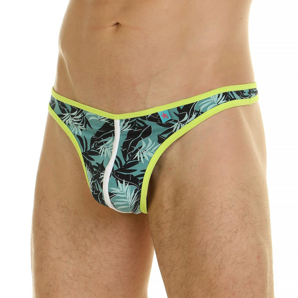 Мужские трусы тонги зеленые с принтом Van Baam 44871