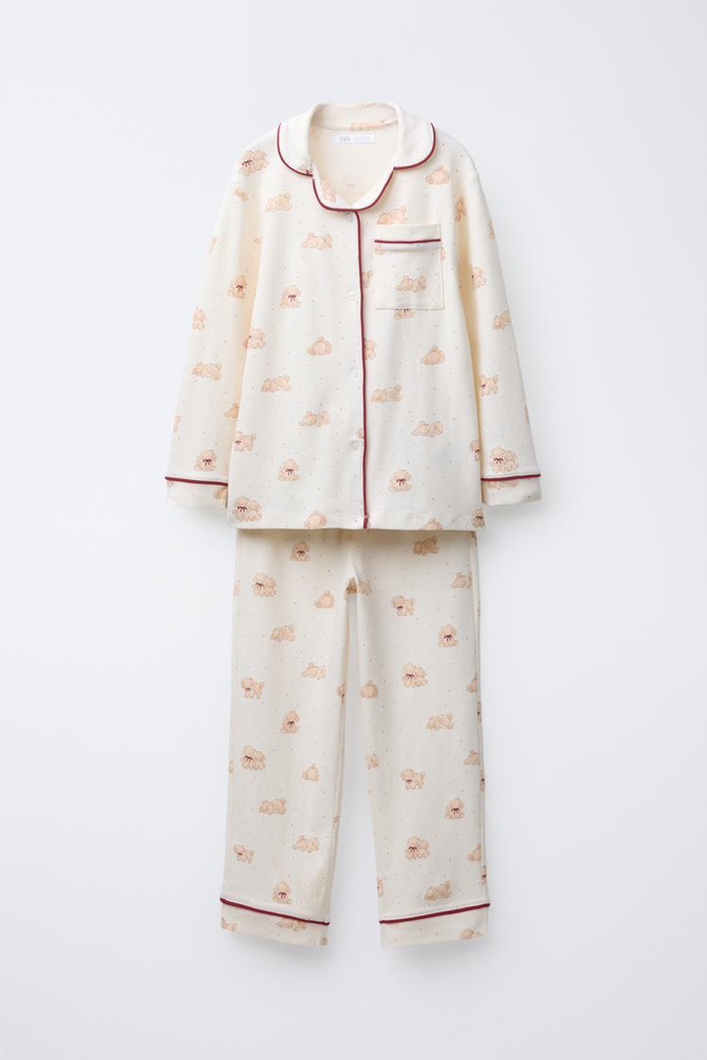 ZARA ПИЖАМА С ПРИНТОМ «ЩЕНКИ», РЫЖЕВАТО-КОРИЧНЕВЫЙ