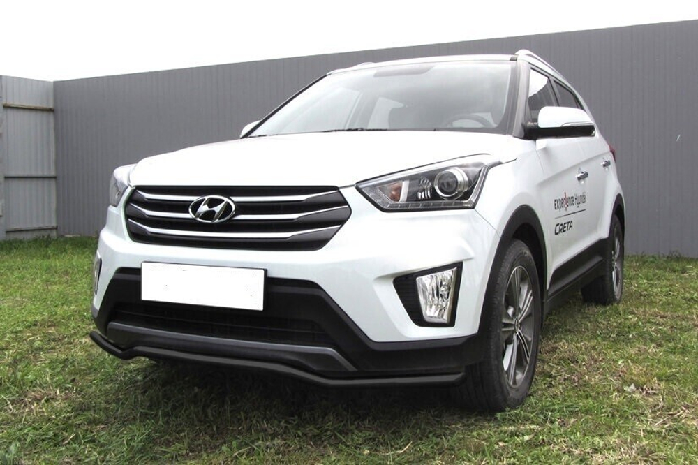 Защита переднего бампера Hyundai Creta 4WD (2016-2021) d42 волна серебристая