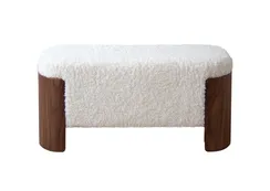 Банкетка Lagom 100 см (белый мех, орех)