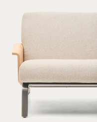 Трехместный диван Amsen, бежевый с подлокотниками из шпона дуба