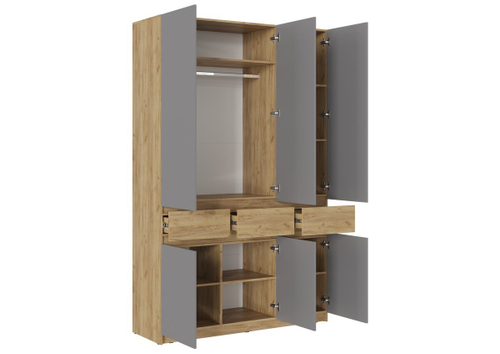 БОСТОН ШК-002 Шкаф 3-ств. ЛДСП (Комплект) Дуб Крафт золотой / Шифер серый