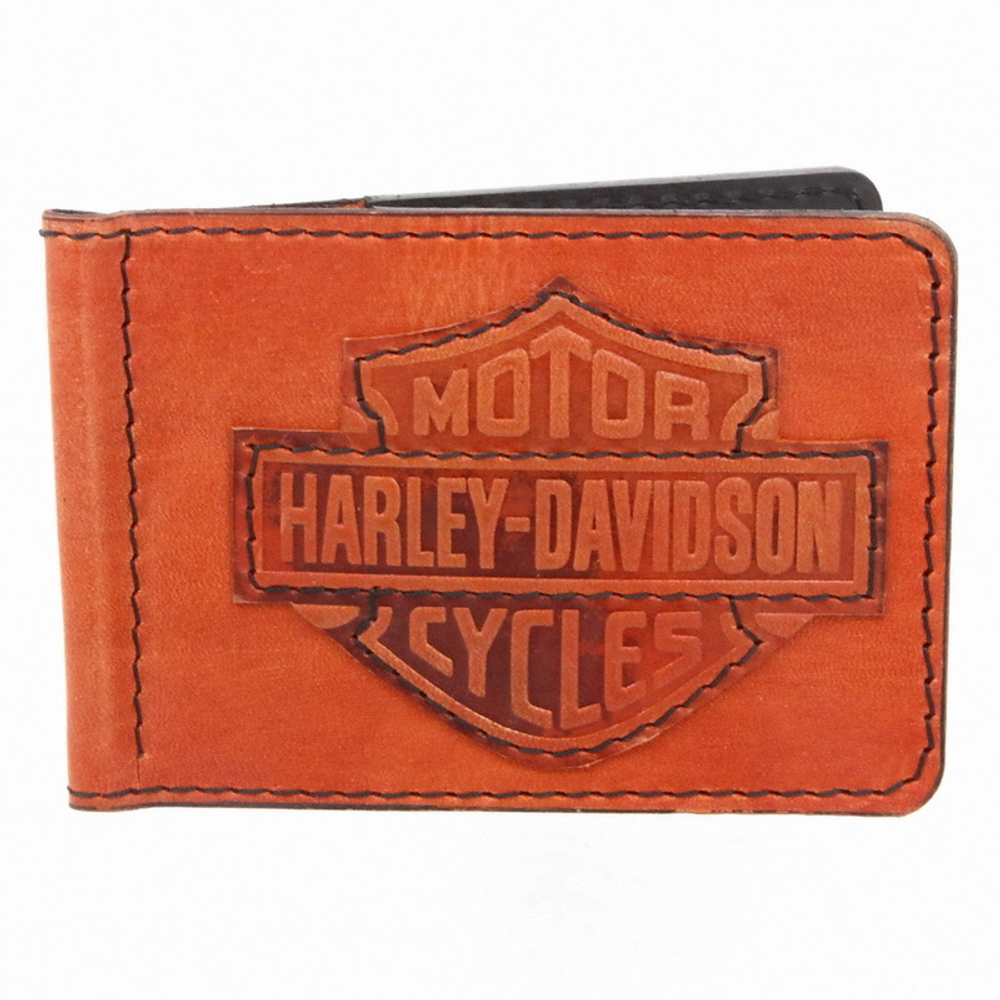 Зажим для денег с нашивкой Harley Davidson (коричневый ) (2)