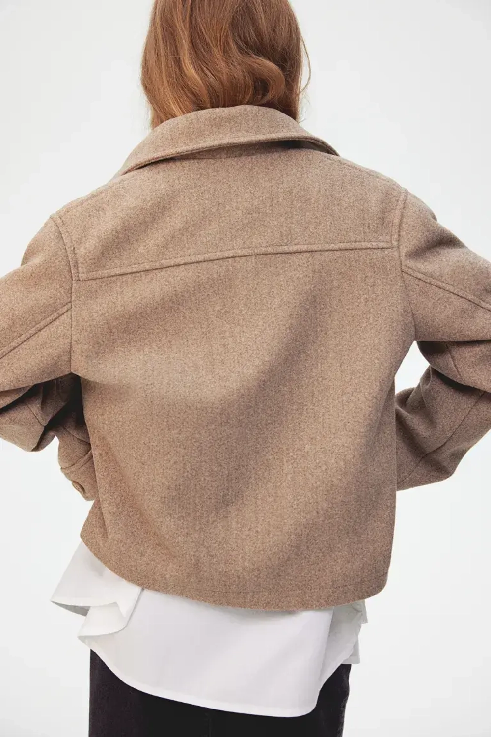 H&M Куртка-рубашка из фетра, бежевый