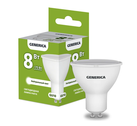 GENERICA IEK Лампа светодиод 8Вт GU10 4000К