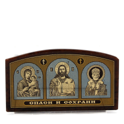 Икона для авто "Спаси и сохрани" обсидиан