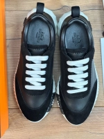 Женские черные кожаные кроссовки Hermes Bouncing