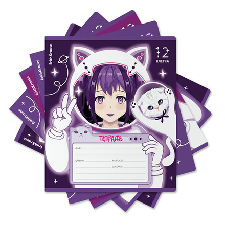 Тетрадь А5 12л кл. Erich Krause "Space Anime" выб. УФ-лак, глиттер MIX-PACK