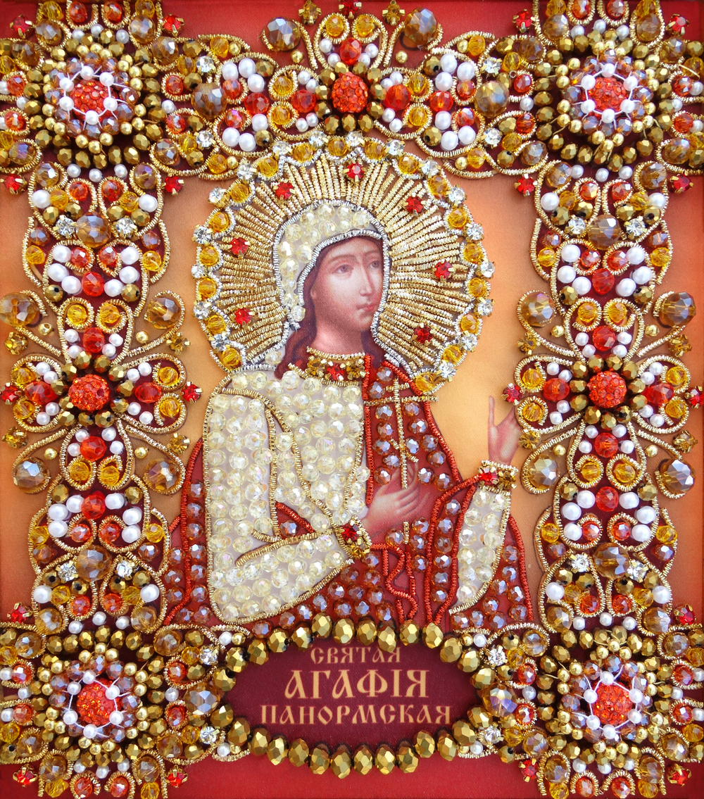 Принт-Ии71 Ткань с нанесенной авторской схемой Святая Агафья