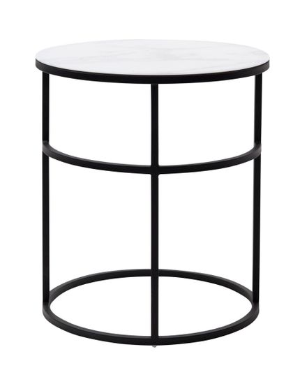 Журнальный столик Френсис белый мрамор, стекло/ черный