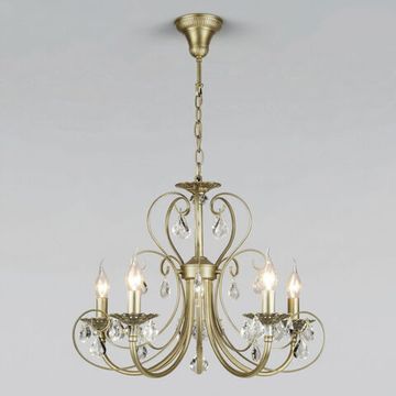 Подвесная люстра с хрусталем 5*Е14 3305/5 латунь Alda Eurosvet