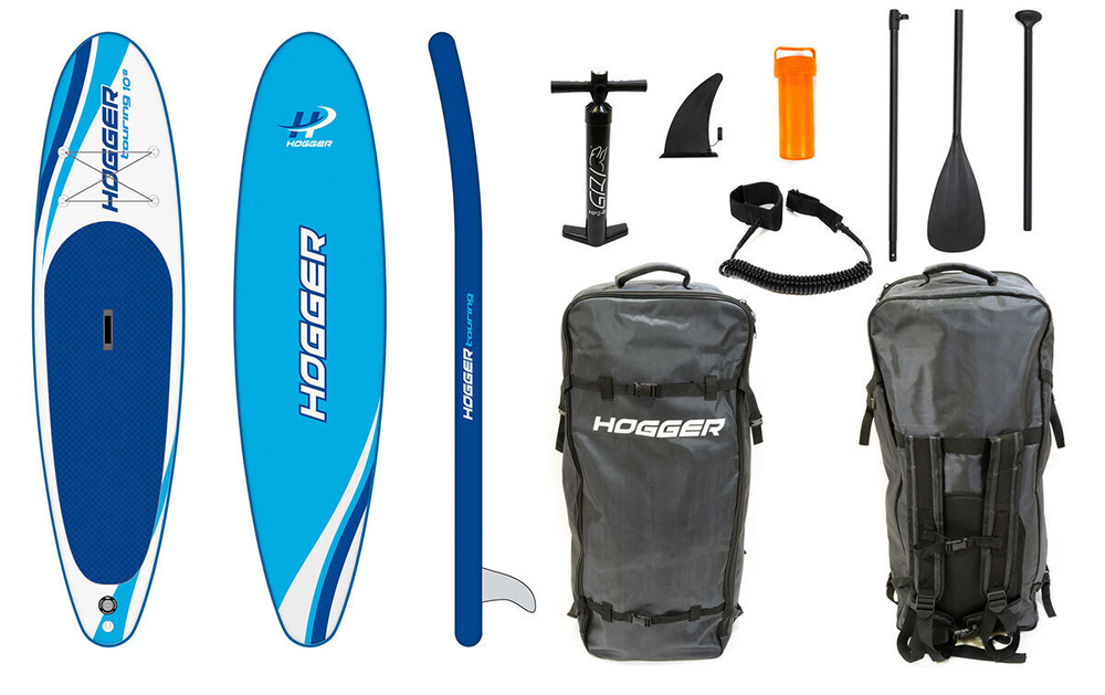 SUP доска HOGGER Touring 10.8" надувная прогулочная, drop-stich двухслойная технология,синий/белый