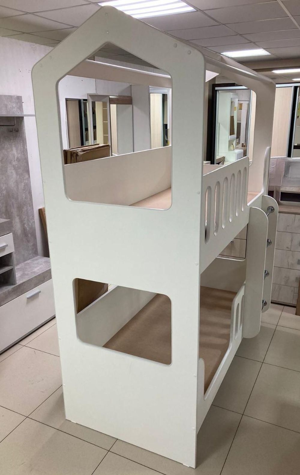 Кровать Домик 2-х яр. ЛДСП белый/белый