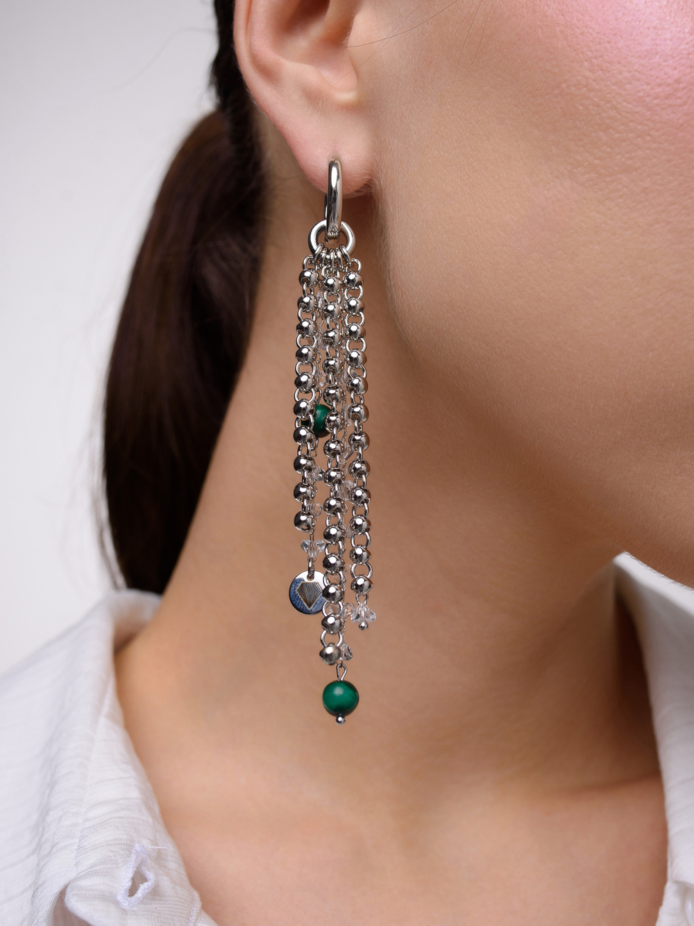 Серьги "Night" с малахитом Silver