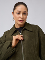 Бомбер утепленный из замши