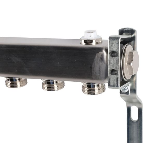 Коллектор Rommer 1"x3/4" на 12 контуров для радиаторной разводки (нерж. сталь) RMS-4401-000012