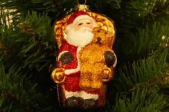 Елочное украшение Санта Клаус, пластик, золото h-10,5 см (AP-04)