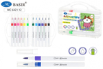 Фломастеры 12 цв. "Кошки" с мягкой кистью, на водной основе; белый корп. пласт.бокс (BASIR)
