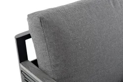 "Сан Ремо" кресло плетеное из роупа садовое, каркас алюминий темно-серый, роуп серый, ткань серая