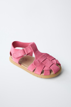 ZARA КОЖАНЫЕ САНДАЛИИ, РОЗОВЫЙ