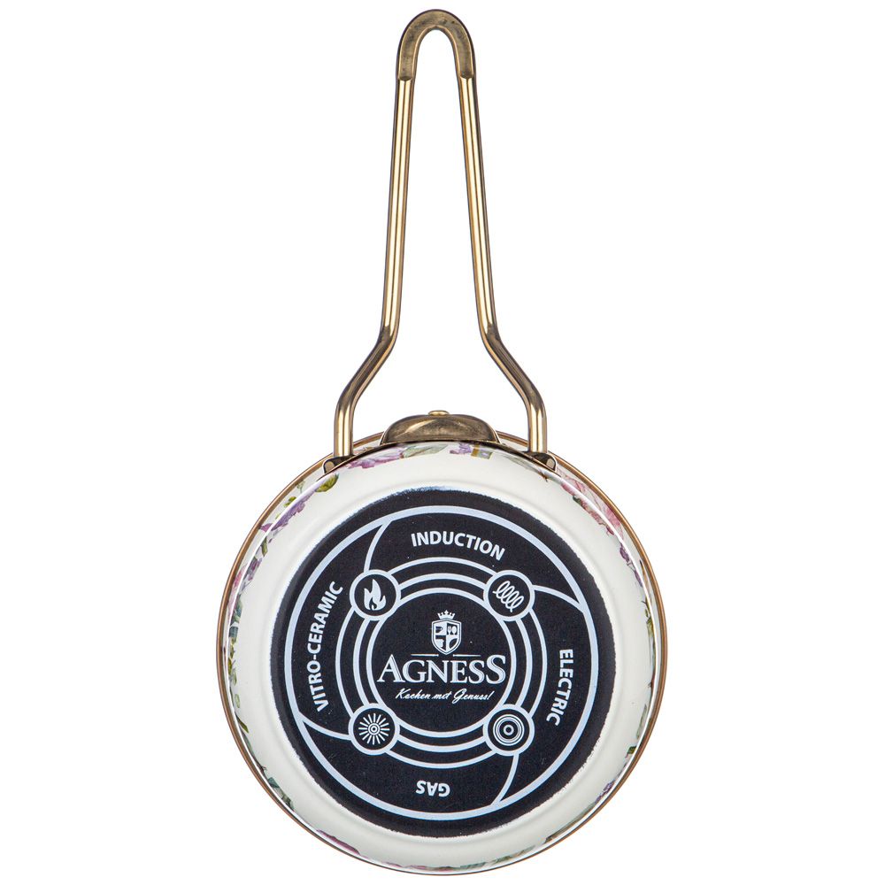 КОВШ AGNESS ЭМАЛИРОВАННЫЙ, СЕРИЯ IRISES 14СМ/0,9Л D=14 СМ ДЛИНА=31СМ ПОДХОДИТ ДЛЯ ИНДУКЦИОН