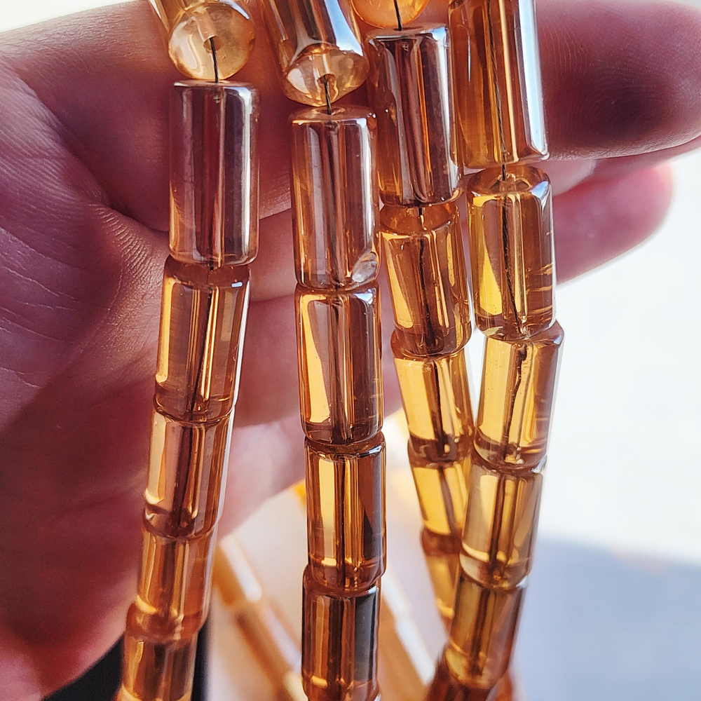 Стеклянные бусины, оранжевый, рыжий, бусины трубочки, 16×8мм