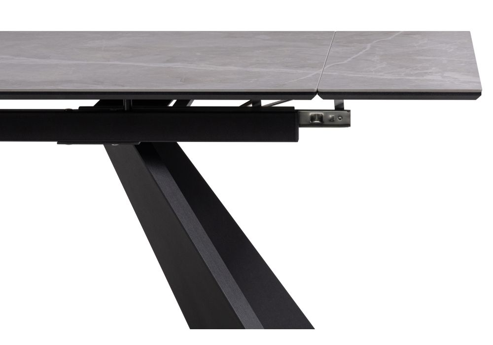 Керамический стол Ливи 140х80х78 серый мрамор / черный