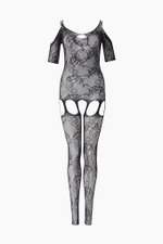 Боди-комбинезон с ажурным рисунком и доступом Le Frivole черный S/L