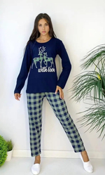 Пижама женская штаны+футб д/р (флан) ПВ0008-4 велик