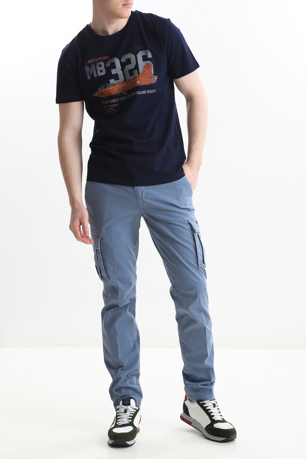 Брюки муж. карго AERONAUTICA 1329 голубой