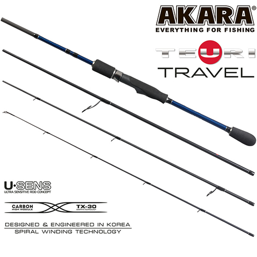 Спиннинг штекерный угольный 4 колена Akara Teuri Travel L (1-12) 2,28 м