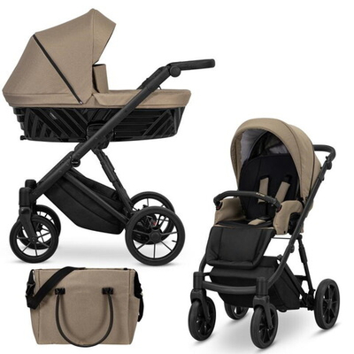 Детская коляска Peppy Fleur 2 в 1 03 Песочная ткань, черная рама