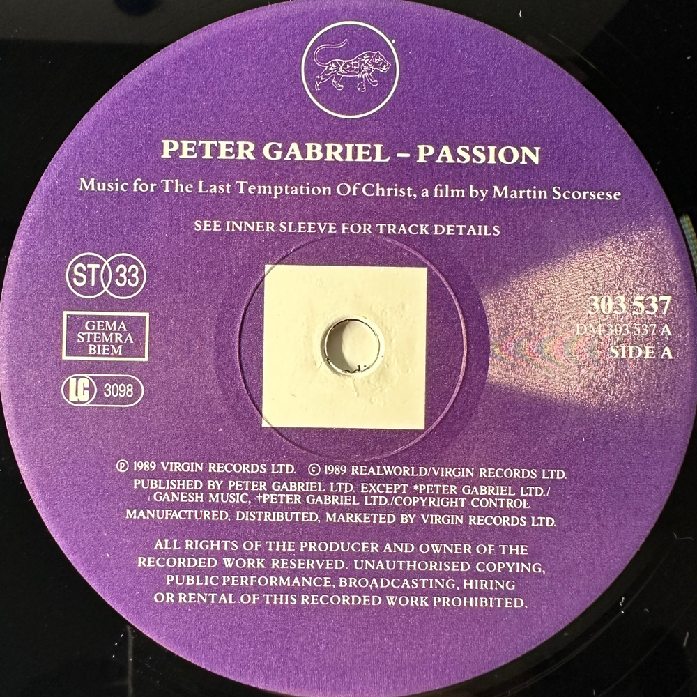 Peter Gabriel ‎– Passion 2LP (Европа 1989г.)