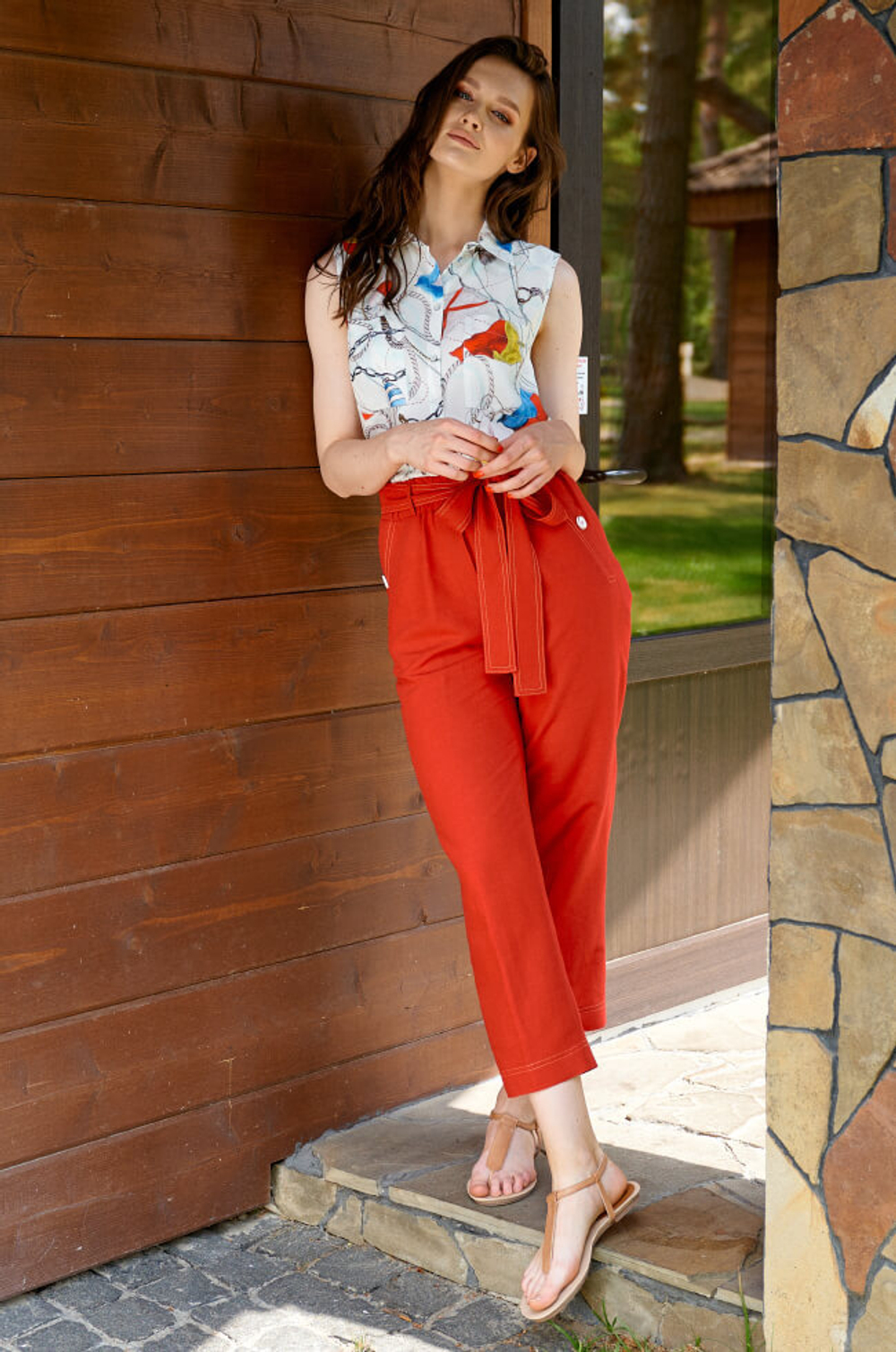 3729 Брюки женские (красный)