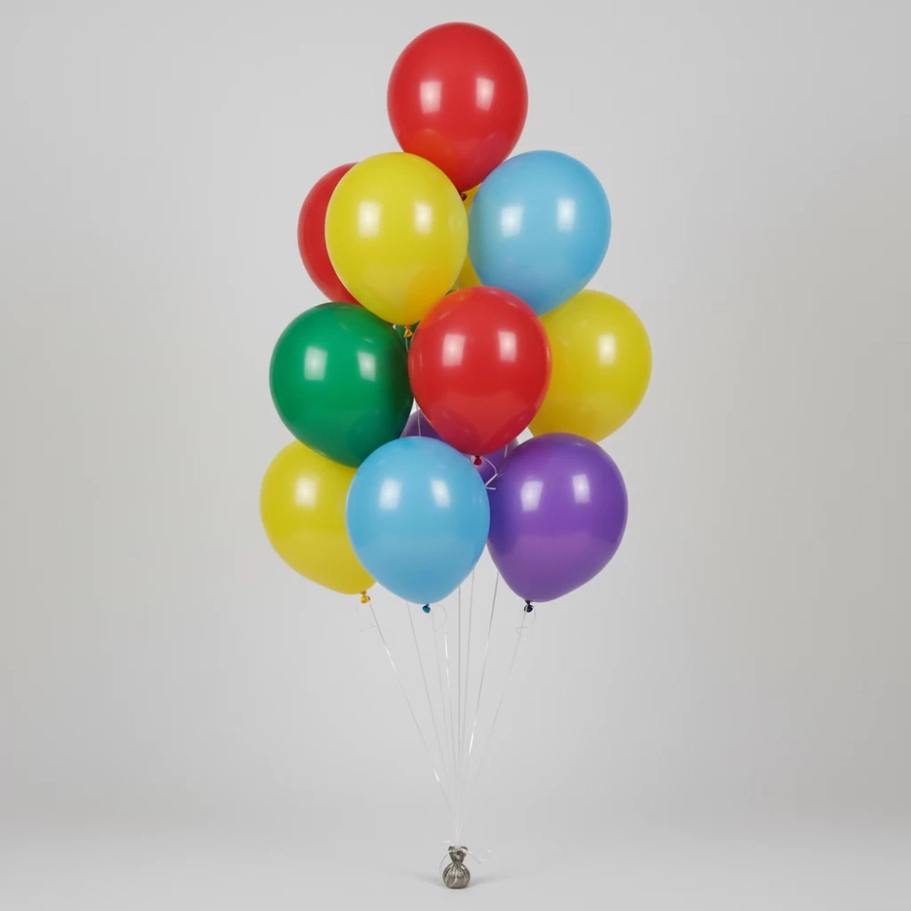 Фонтан из одиннадцати воздушных шариков на гелии.