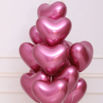 Шар Сердце фуше малиновый хром