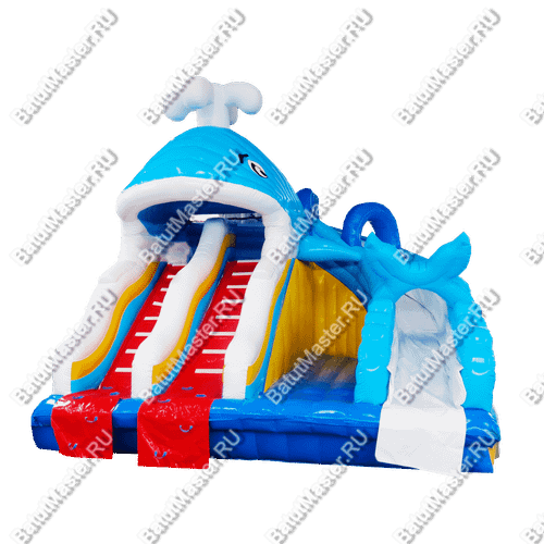Надувная водная горка для аквапарка к бассейну «Кит» 7,5*7*7,2 м