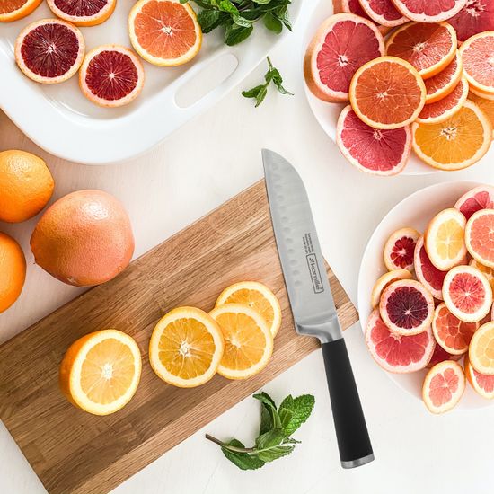 Нож кухонный "Сантоку" из нержавеющей стали Kamille КМ-5192 (лезвие 16 см, рукоятка 14,5 см)