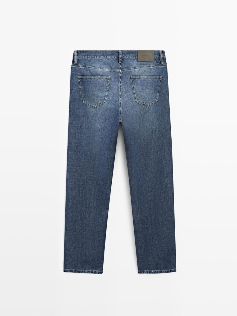 Massimo Dutti Легкие хлопковые джинсы прямого кроя, индиго